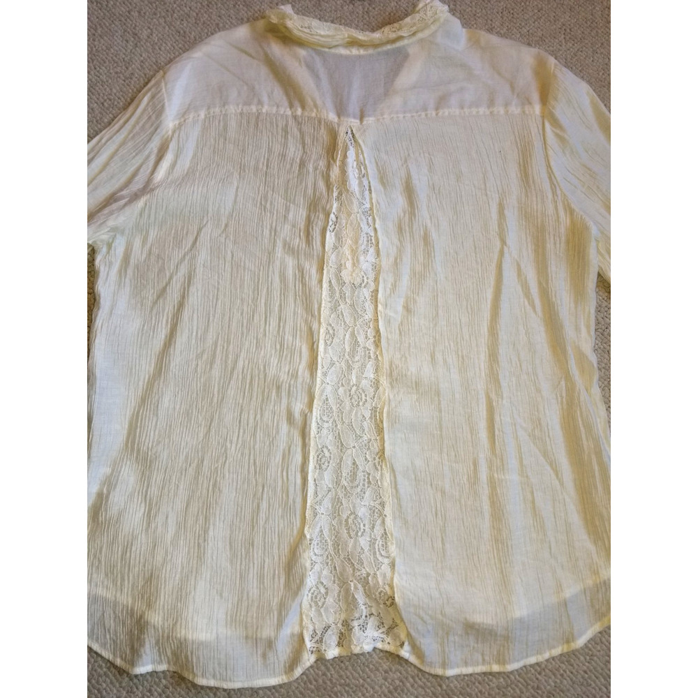 Womens Top-HESTER & ORCHARD-ivory 1/4 button sheer gauzy tunic lace Fairy-XL - Picture 4 of 5